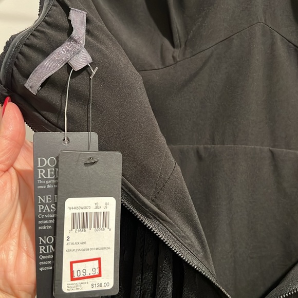 GUESS Strapless Swiss Dot Maxi Dress - Picture 6 of 7